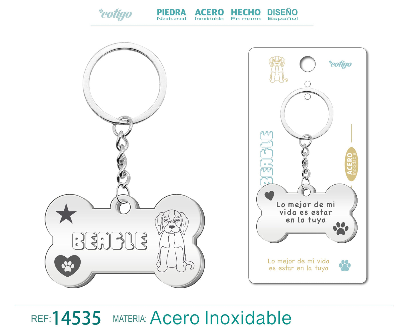 Llavero Acero de Perro Beagle