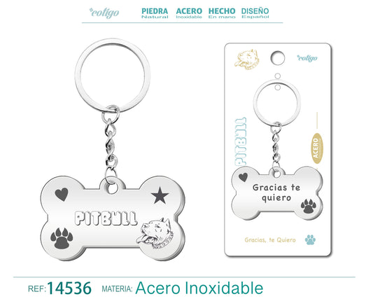 Llavero Acero de Perro Pit Bull