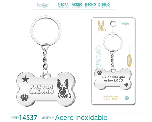 Llavero Acero de Perro Pastor Aleman