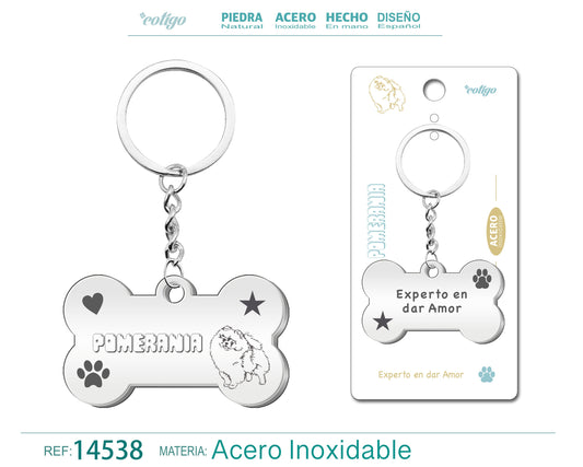 Llavero Acero de Perro Pomerania