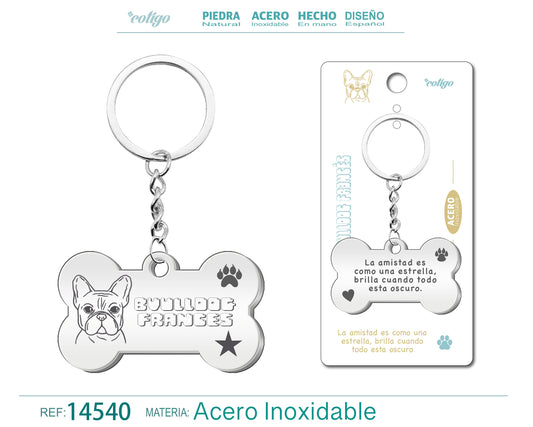 Llavero Acero de Perro Bulldog Francese
