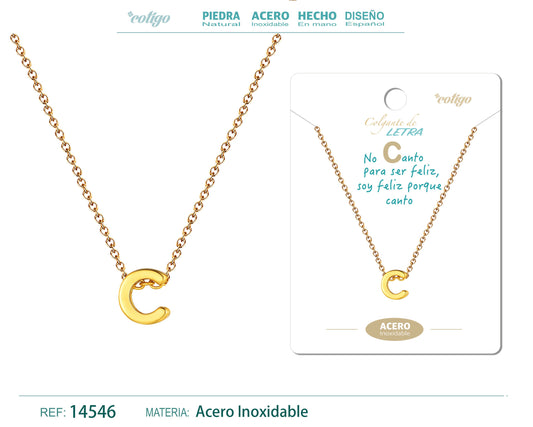 Collar Letra C Acero color Dorado