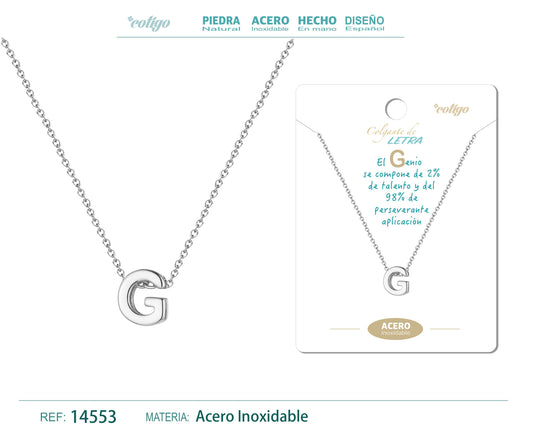 Collar Letra G Acero color Plateado
