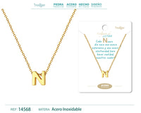 Collar Letra N Acero color Dorado - cotigo