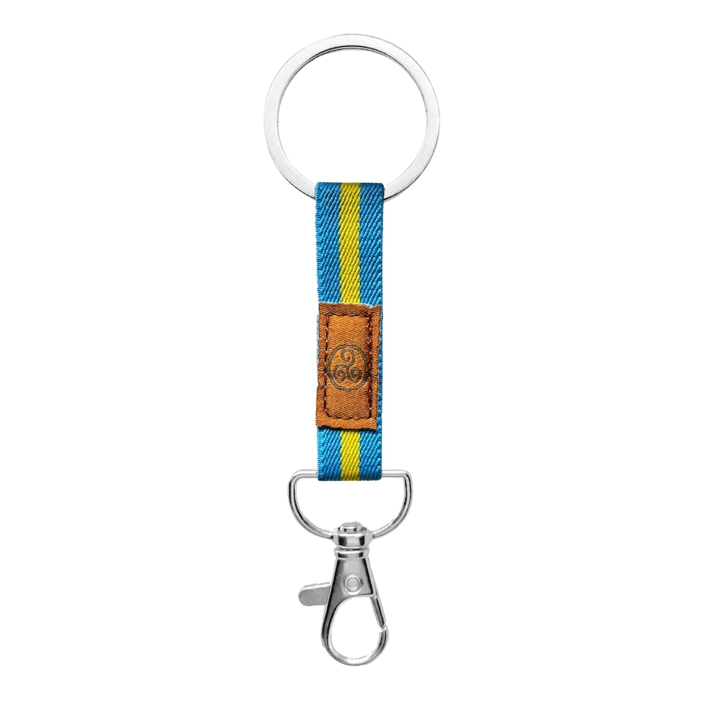 Llavero bandera de Asturias con trisquel en tela y acero inoxidable