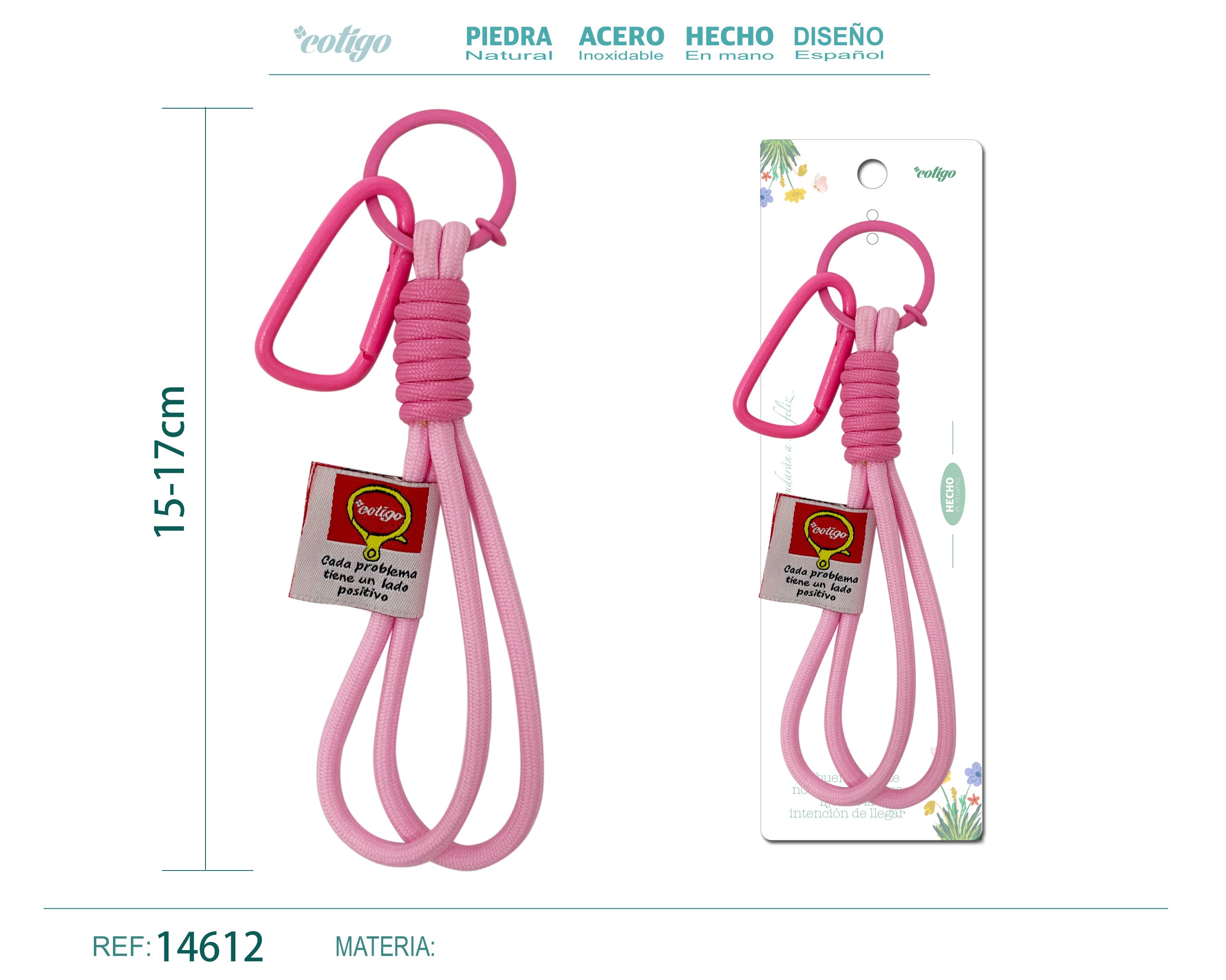 Llavero de cuerda con etiquetas color Macarrón - cotigo