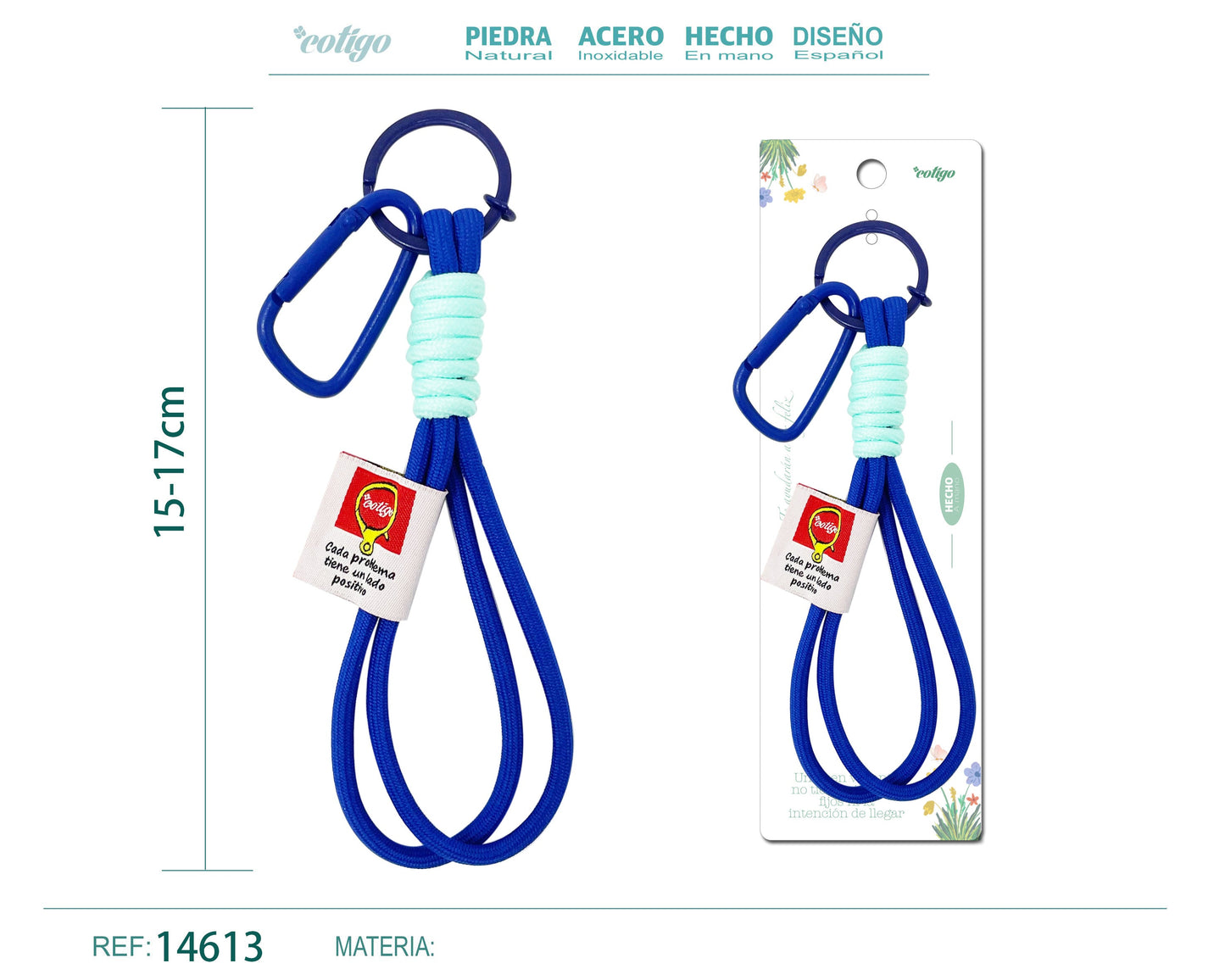 Llavero de cuerda con etiquetas color Macarrón