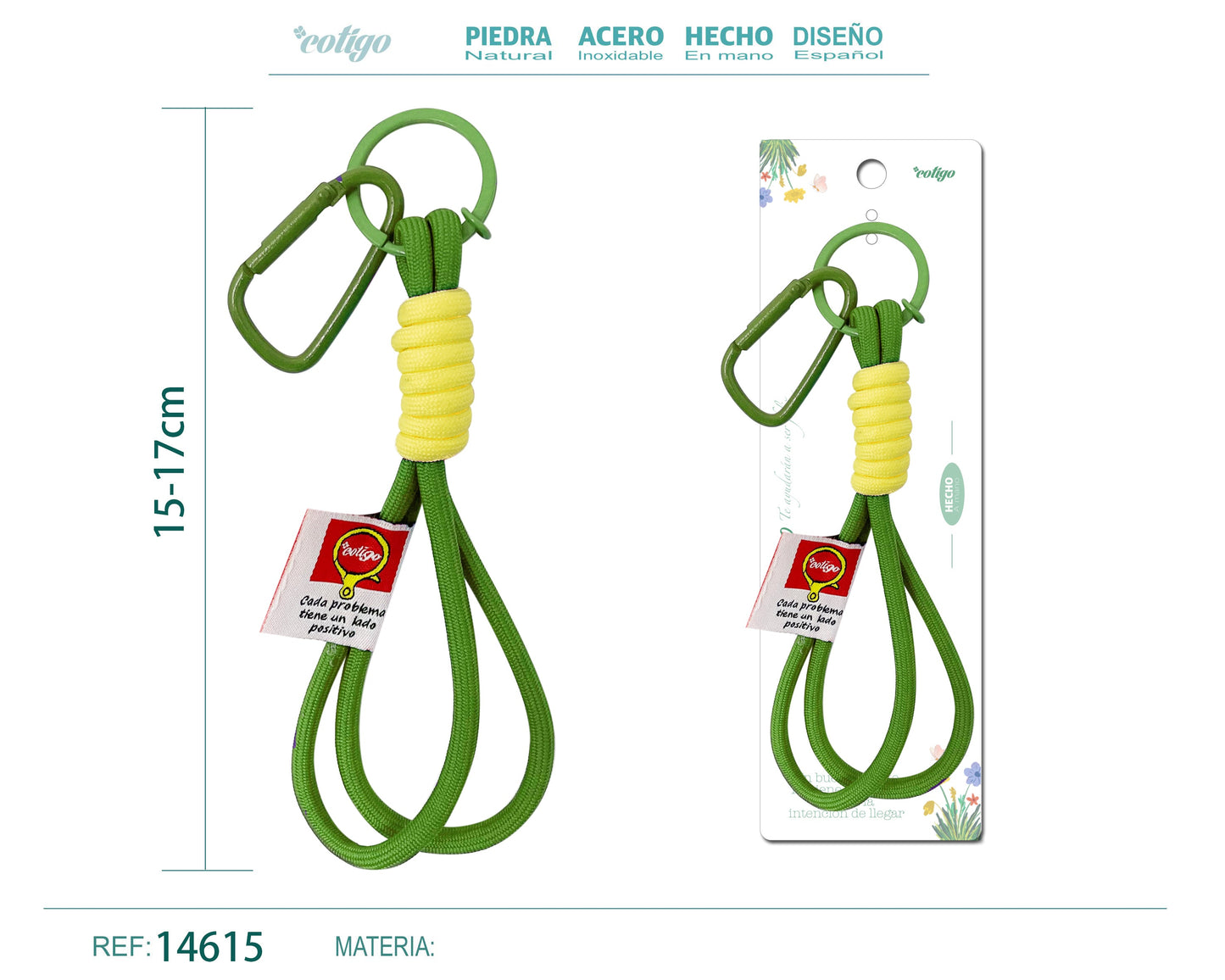 Llavero de cuerda con etiquetas color Macarrón