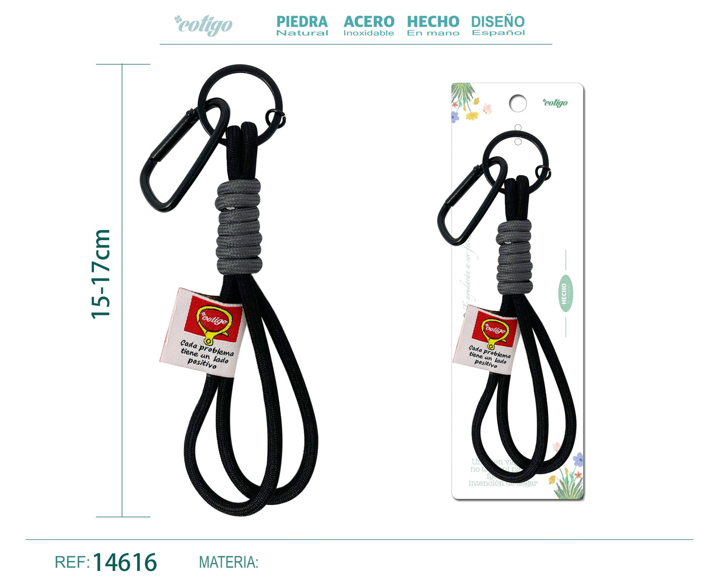 Llavero de cuerda con etiquetas color Macarrón