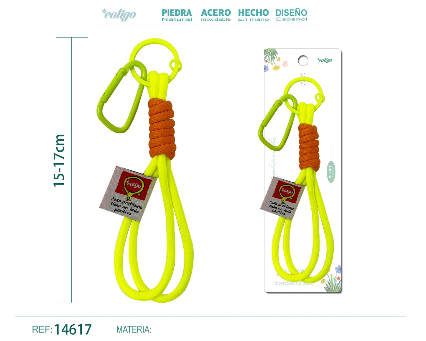 Llavero de cuerda con etiquetas color Macarrón