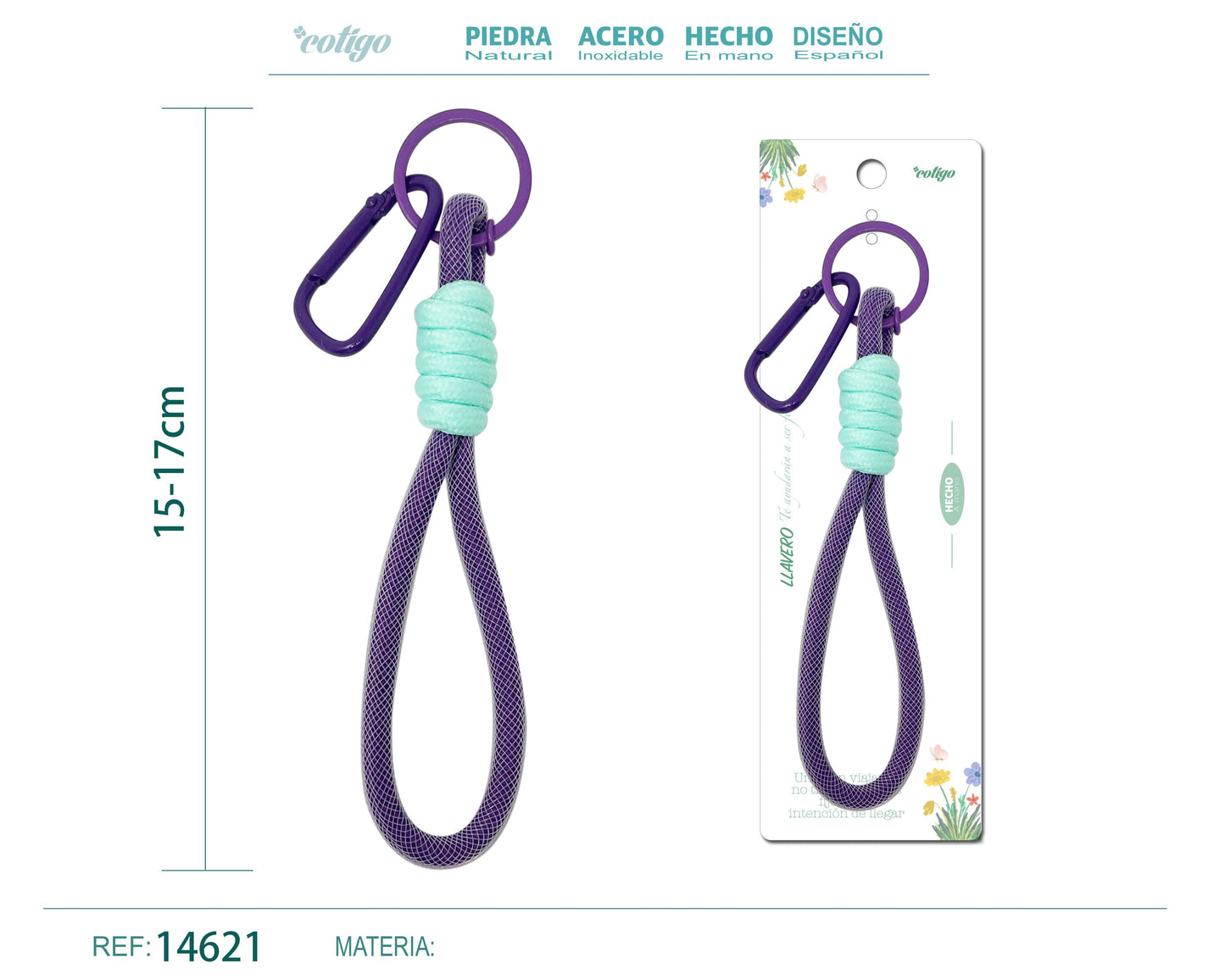 Llavero de cuerda color Macarrón