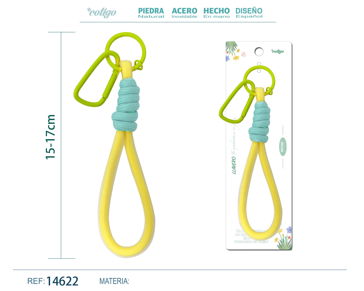 Llavero de cuerda color Macarrón