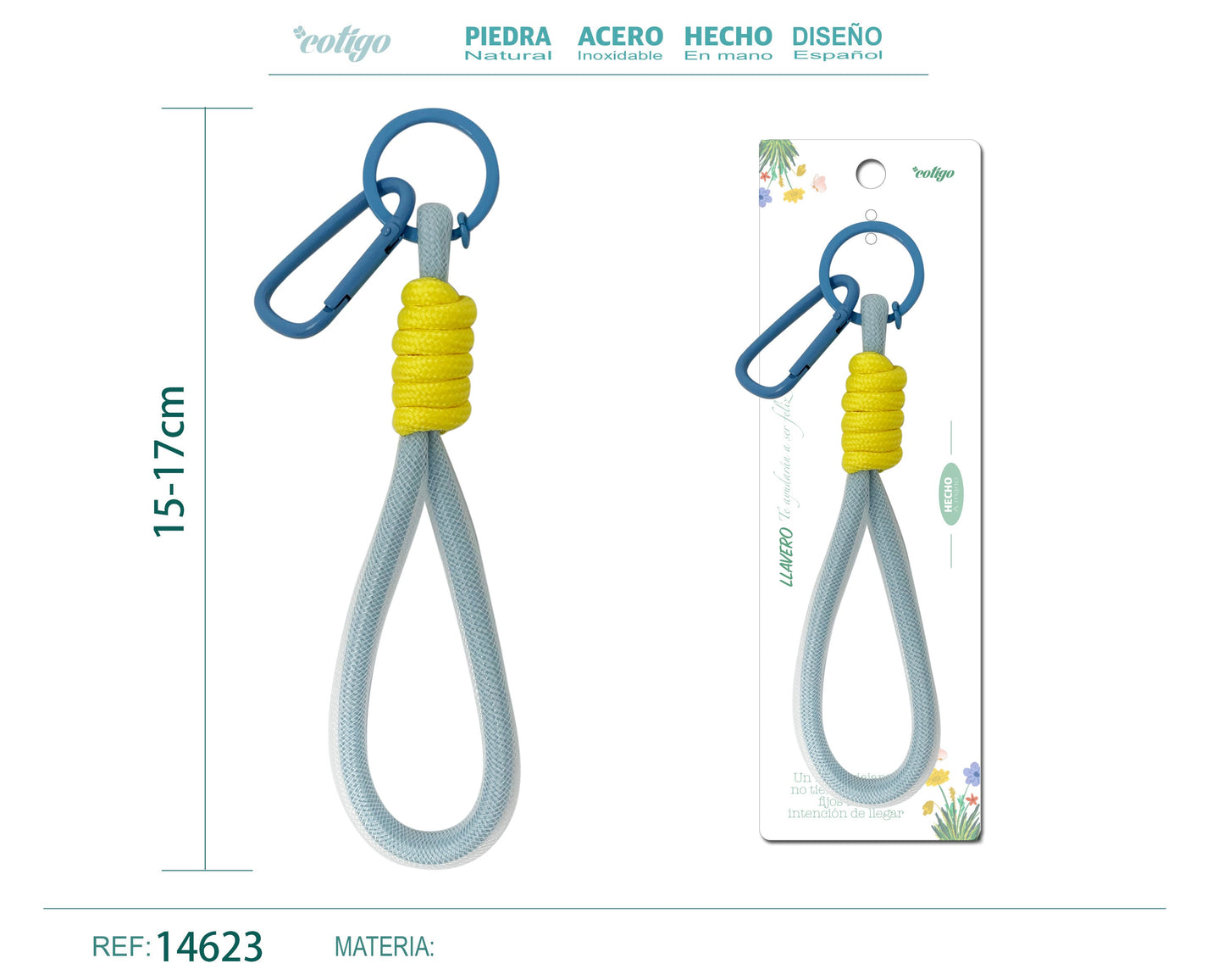 Llavero de cuerda color Macarrón