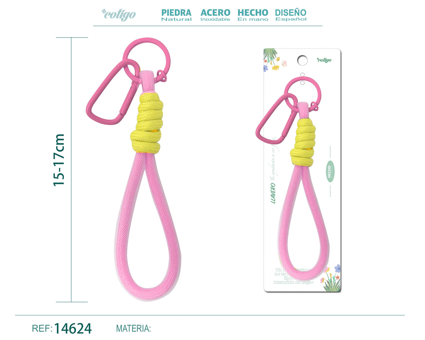 Llavero de cuerda color Macarrón