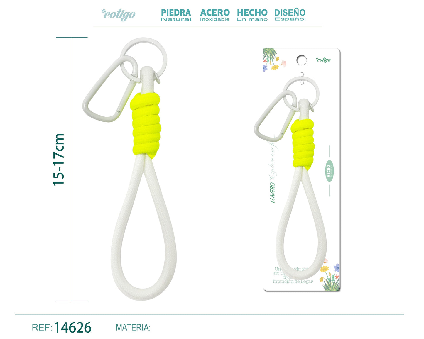 Llavero de cuerda color Macarrón