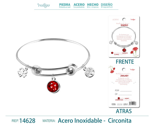 14628-Brazalete Acero para Nacimiento de mes Enero
