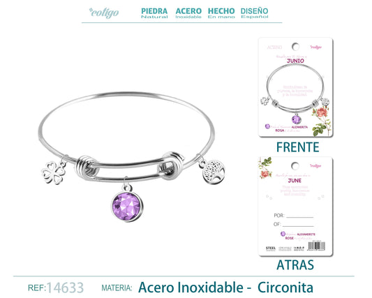 14633-Brazalete Acero para Nacimiento de mes Junio
