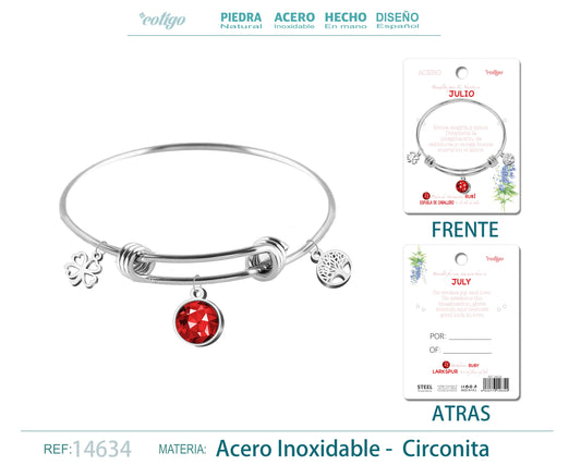 14634-Brazalete Acero para Nacimiento de mes Julio