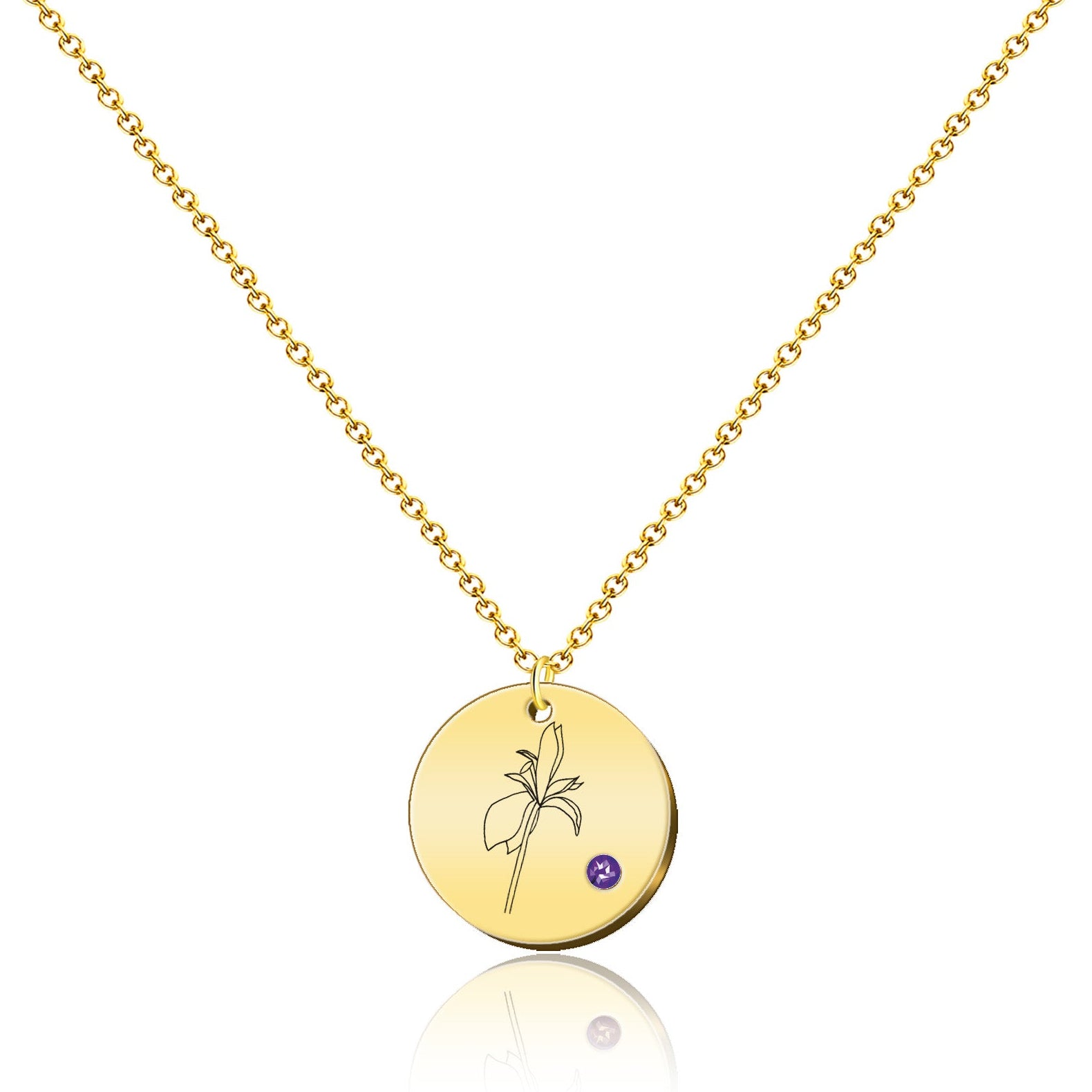 Collar Medalla Flor de Mes de Nacimiento
