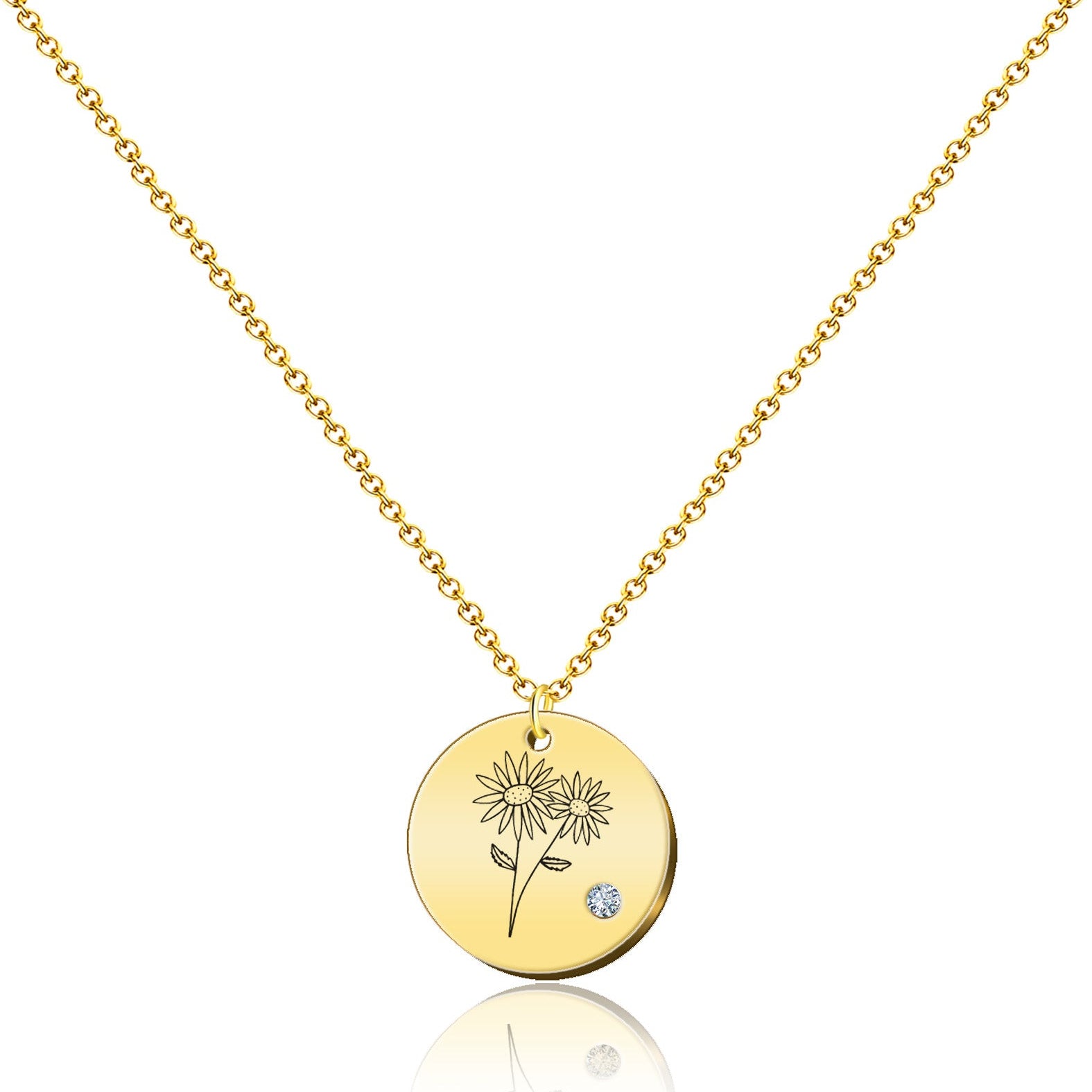Collar Medalla Flor de Mes de Nacimiento