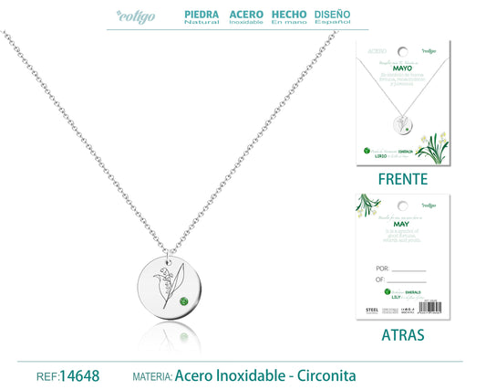 14648-Collar Acero para Nacimiento de Mayo Plateado