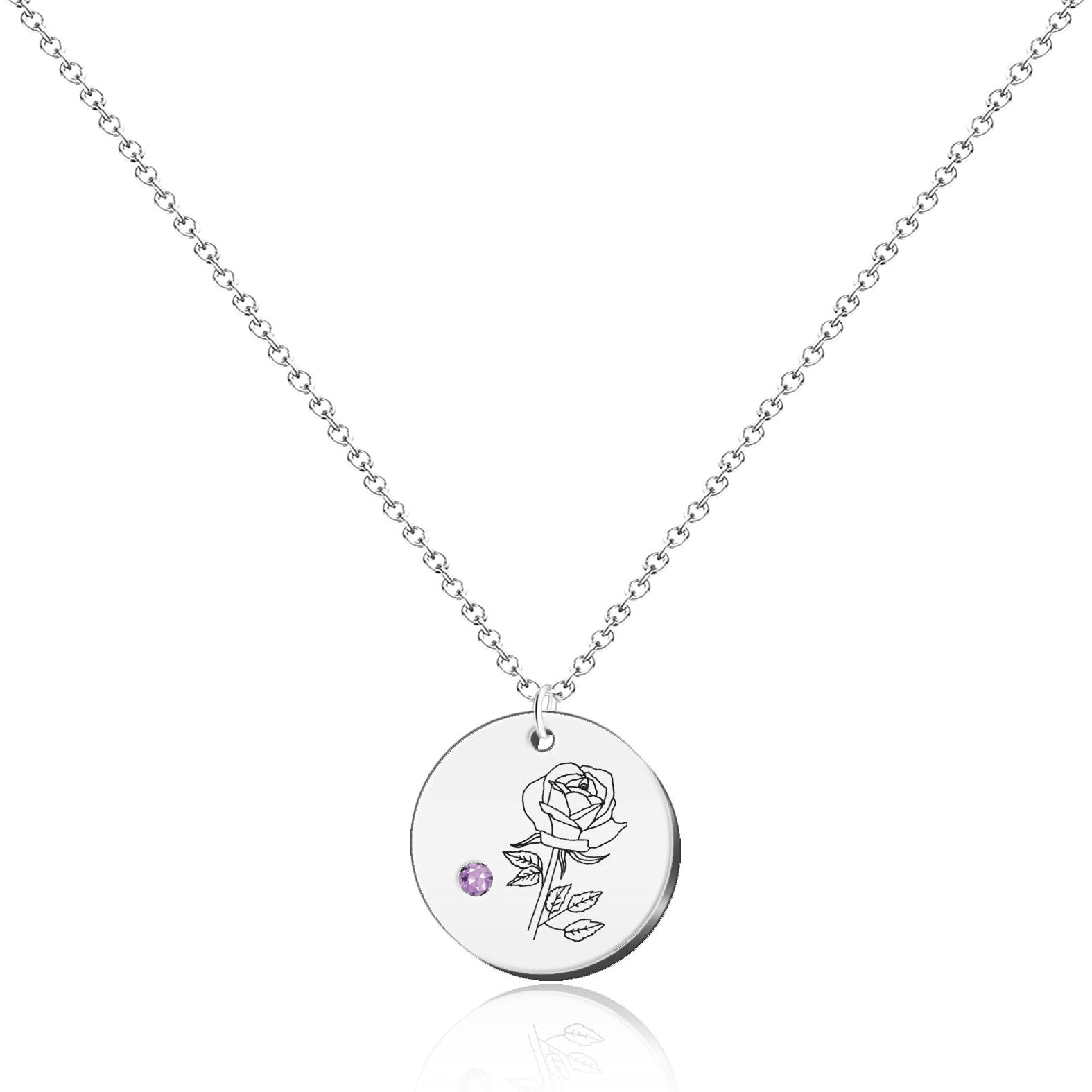 Collar Medalla Flor de Mes de Nacimiento