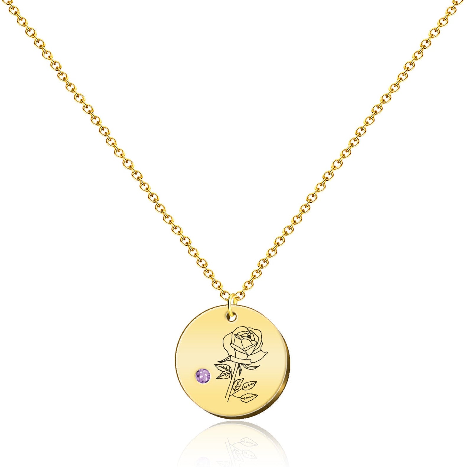 Collar Medalla Flor de Mes de Nacimiento