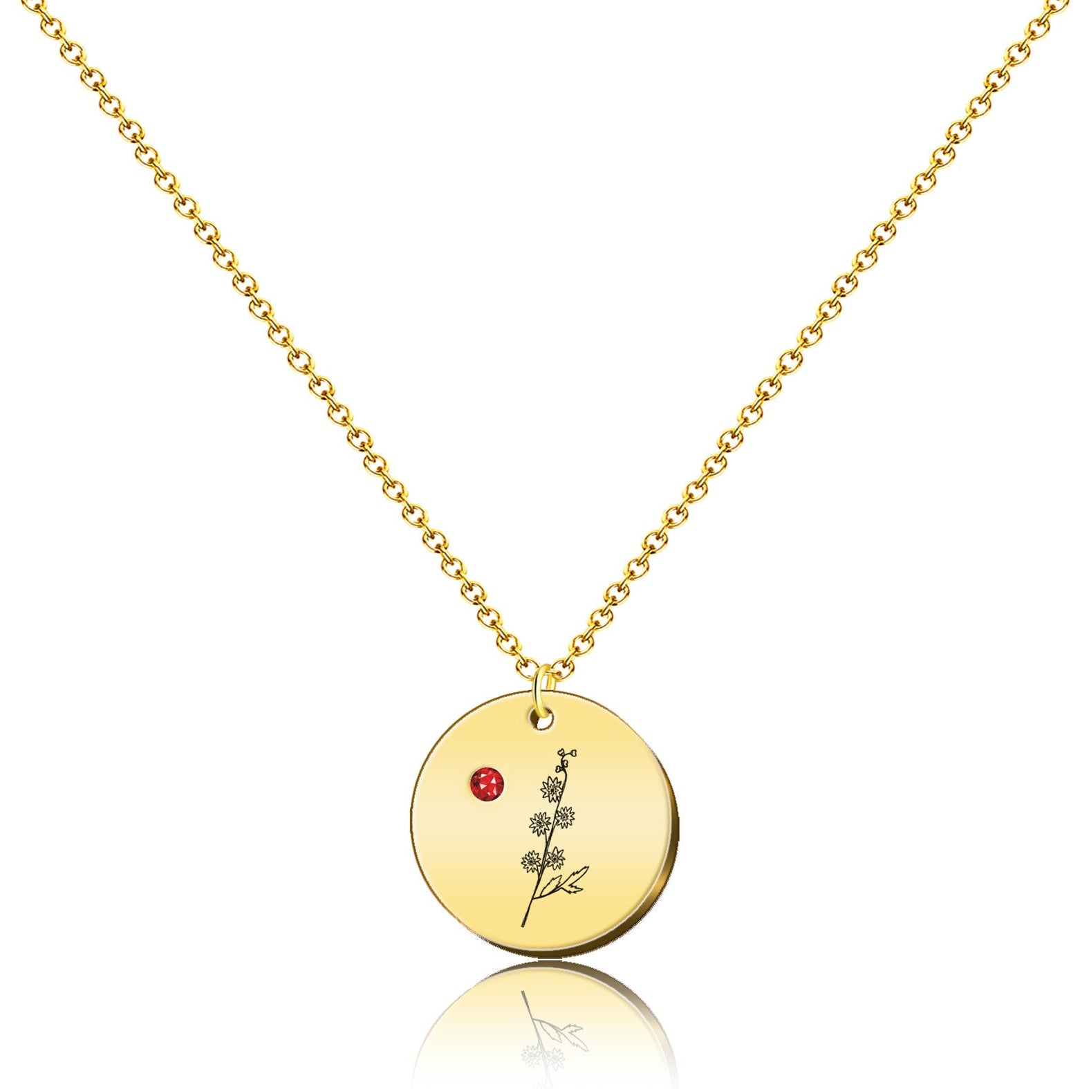 Collar Medalla Flor de Mes de Nacimiento