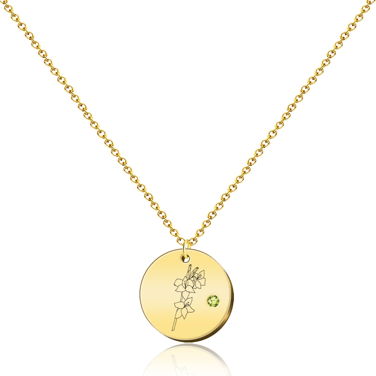 Collar Medalla Flor de Mes de Nacimiento