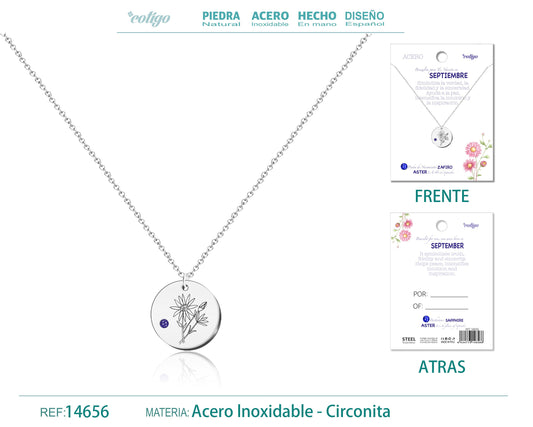 14656-Collar Acero para Nacimiento de Septiembre Plateado