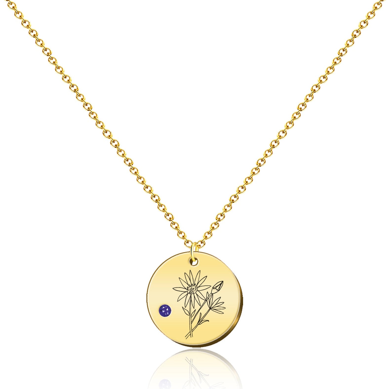 Collar Medalla Flor de Mes de Nacimiento