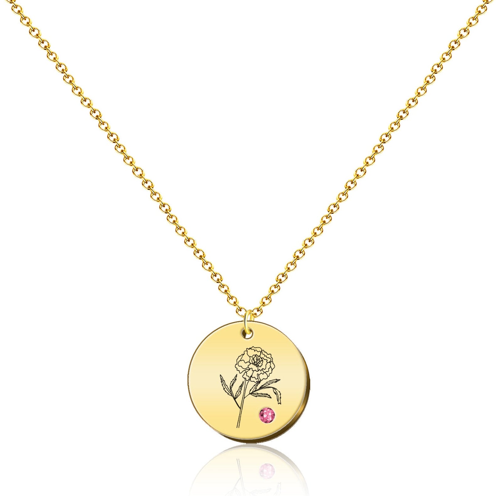 Collar Medalla Flor de Mes de Nacimiento