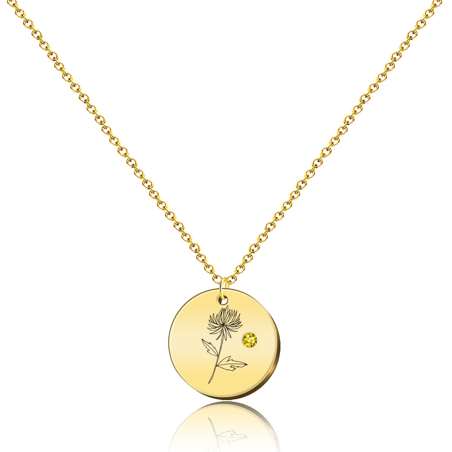 Collar Medalla Flor de Mes de Nacimiento