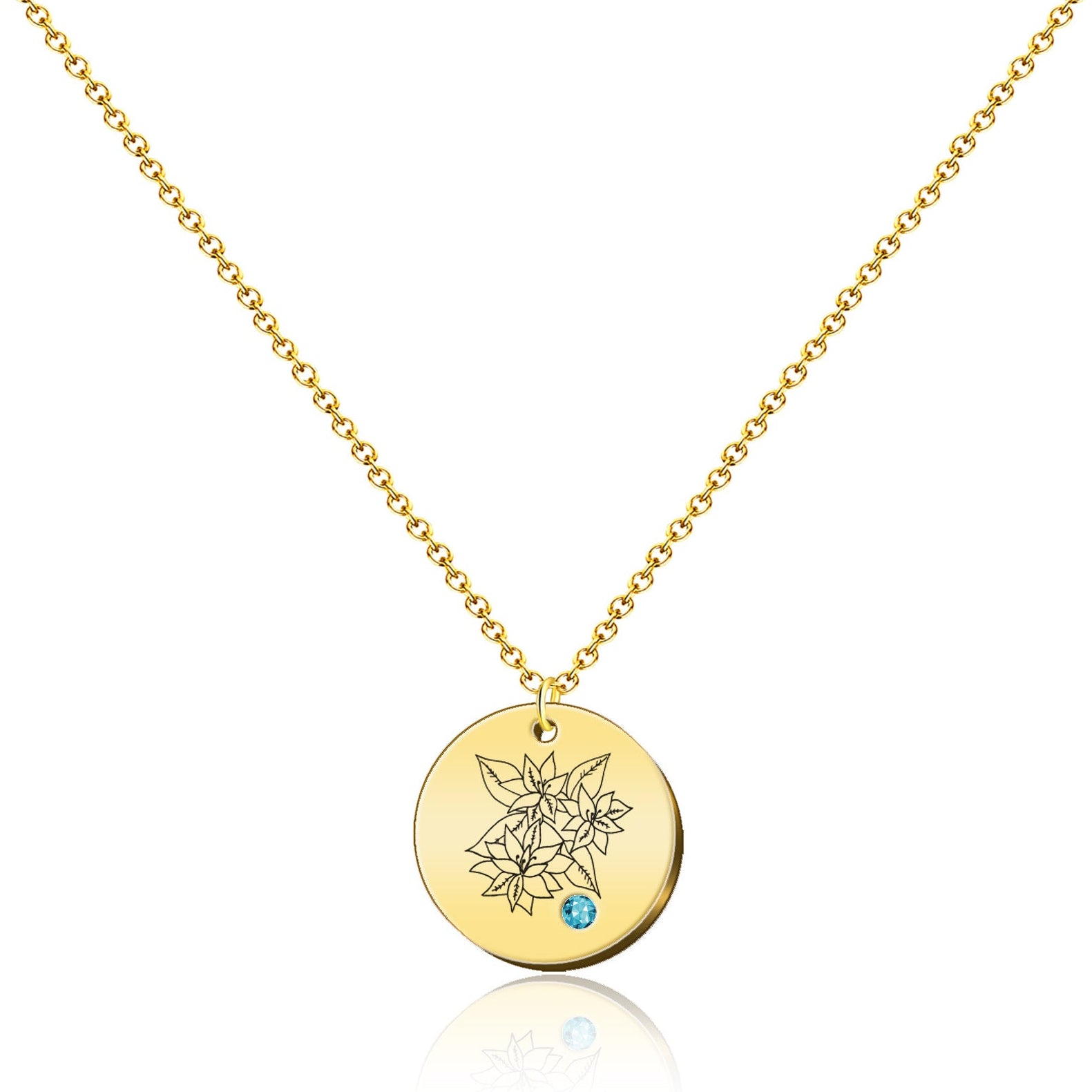 Collar Medalla Flor de Mes de Nacimiento