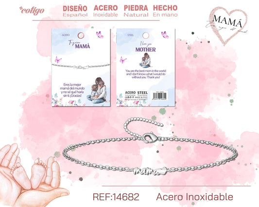 14682-Pulsera para Mamá color Plateado