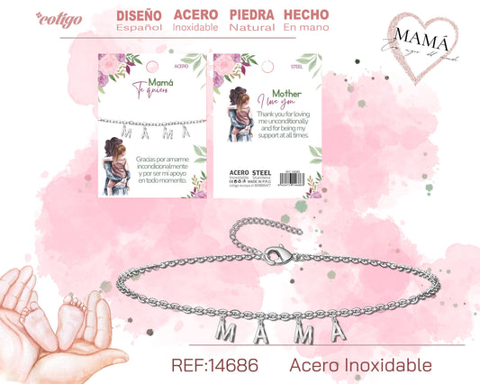 14686-Pulsera para Mamá color Plateado