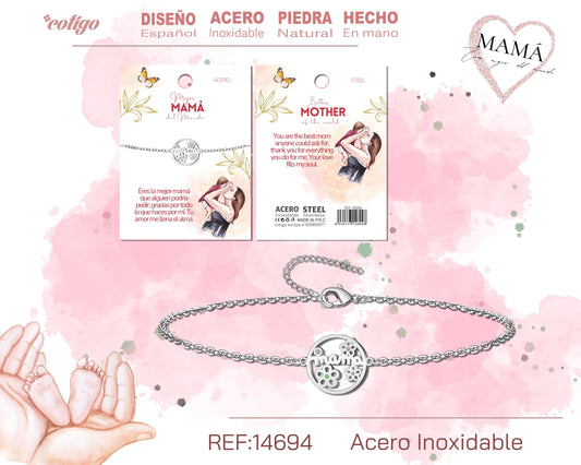 14694-Pulsera para Mamá color Plateado