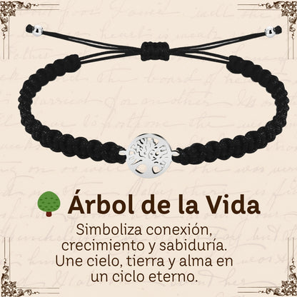 Pulsera Hilo Destino Hecho a Mano 🧵 con Amuleto de Suerte y Protección 🍀 en Acero Inoxidable 💎
