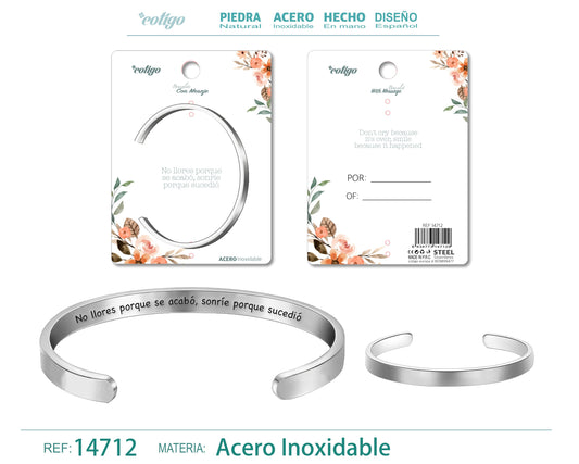14712-Brazalete Acero con Mensaje Español