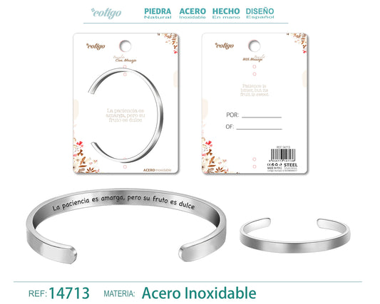 14713-Brazalete Acero con Mensaje Español