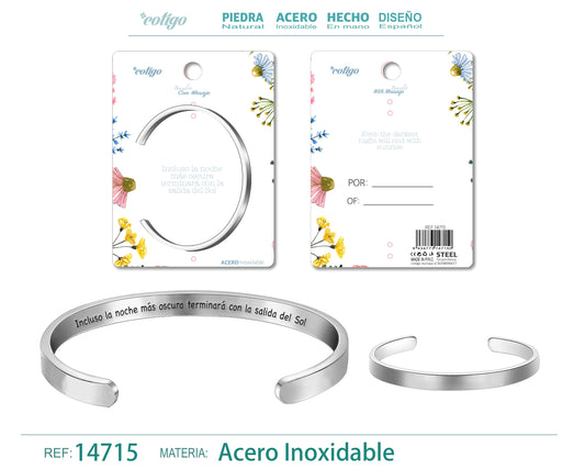 14715-Brazalete Acero con Mensaje Español