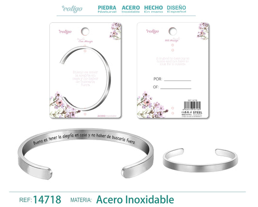 14718-Brazalete Acero con Mensaje Español