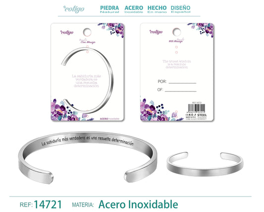 14721-Brazalete Acero con Mensaje Español