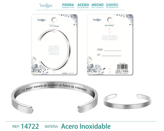 14722-Brazalete Acero con Mensaje Español