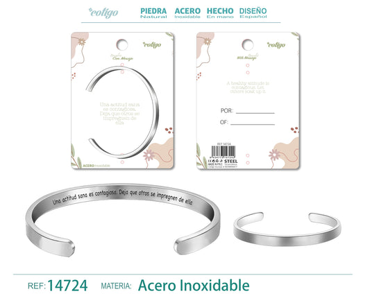 14724-Brazalete Acero con Mensaje Español
