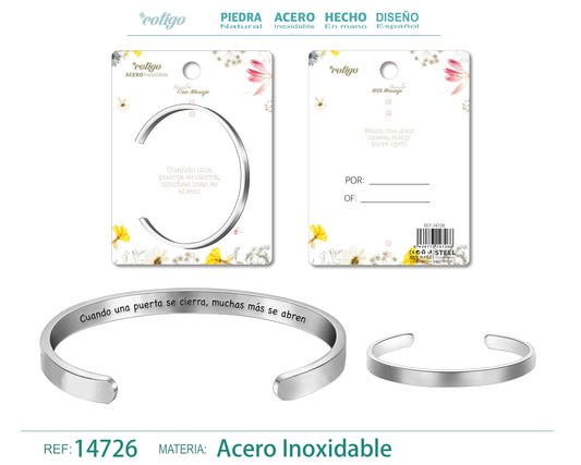 14726-Brazalete Acero con Mensaje Español