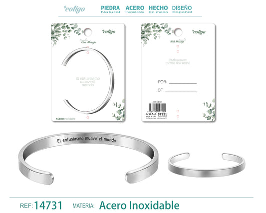 14731-Brazalete Acero con Mensaje Español
