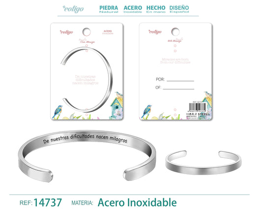 14737-Brazalete Acero con Mensaje Español