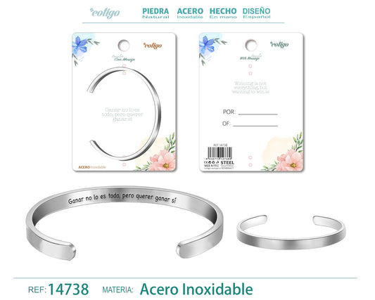 14738-Brazalete Acero con Mensaje Español
