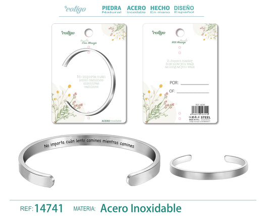14741-Brazalete Acero con Mensaje Español